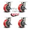 Service Caster 8'' Heavy Duty Red Poly on Cast Iron Caster Set 4 Brakes 2 Swivel Locks, 4PK CRAN-KP92S830-PUR-RS-SLB-BSL-2-SLB-2 - alternate 2